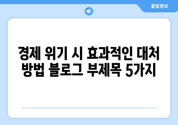 경제 위기 시 효과적인 대처 방법